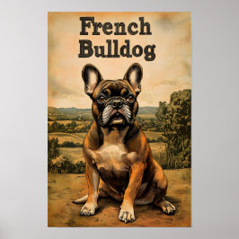 Poster Arte Vintage de Bulldog Francês