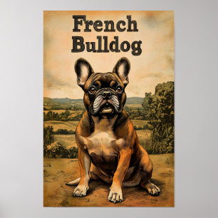 Poster Arte Vintage de Bulldog Francês