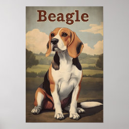 Poster Arte Vintage de Cachorro Beagle