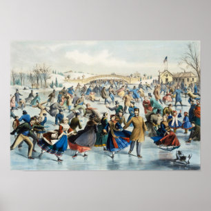 Poster Arte Vintage de Inverno do Central Park de Currier