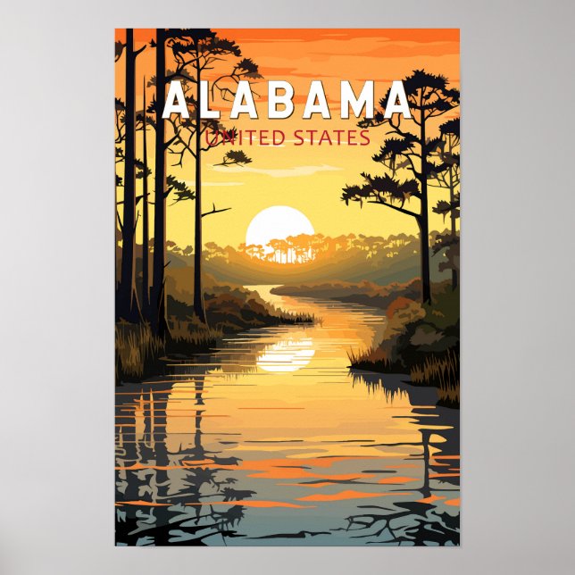Poster Arte Vintage de Viagens do Alabama (Frente)