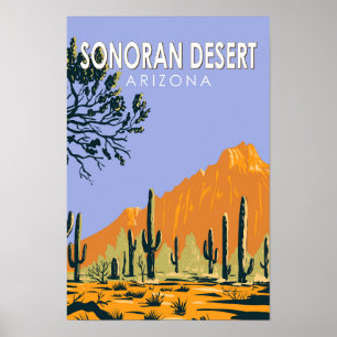 Poster Arte Vintage do Deserto de Sonora Arizona