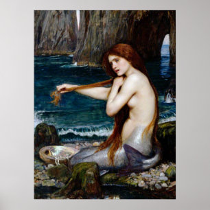 Poster Arte Vintage John William Waterhouse Uma Sereia