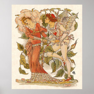 Poster Arte Vitoriano Antigo, Rosa por Walter Crane
