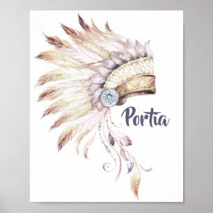 Poster Arte Wall de Boho Feather Headdress
