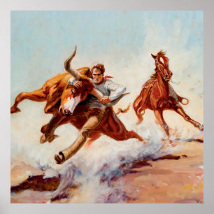 Poster Arte Western “Bull Dogger” por Will James