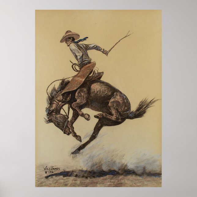 Poster Arte Western “Cavalo Empinando” por Will James (Frente)