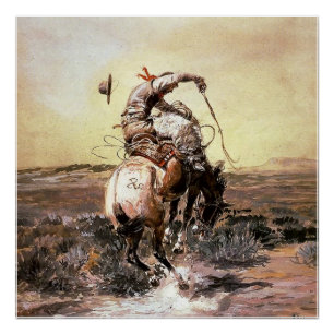 Pôster Arte Western “Slick Rider” por Charles M Russell