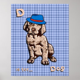 Poster Arte Xadrez Azul Personalizada - Cão