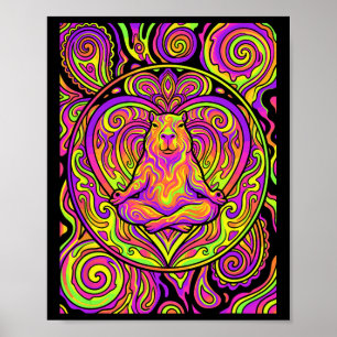 Poster Arte Zen Trippy Meditação Yoga Capyra Psicodélica