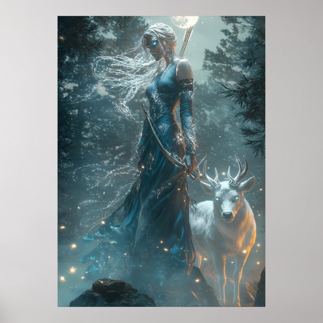 Poster Artemis, Caçadora da Lua - Deusa da Natureza Selva (Frente)