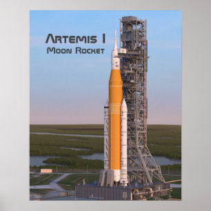 Poster Artemis One Moon Rocket on Pad