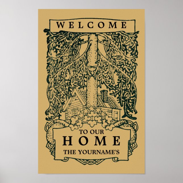 Poster Artes E Artesanatos Vintage Estilo "Bem-Vindo" (Frente)