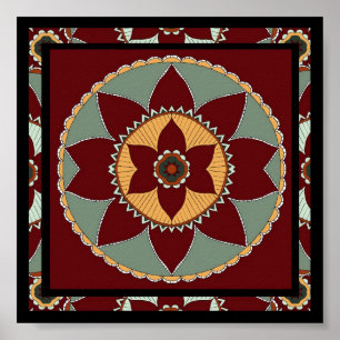 Poster Artes e Mandala-impressão da flor dos artesanatos