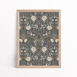Poster Artes e Ofícios em Estilo Vintage Peônia Floral