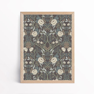 Poster Artes e Ofícios em Estilo Vintage Peônia Floral