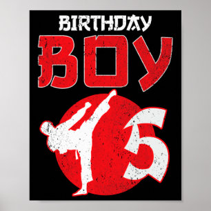 Poster Artes Marciais Aniversário de 5 Anos de Idade Cara