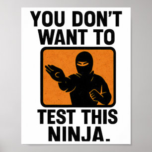Poster Artes Marciais Boxe Ninja Perigo Estêncil Gráfico