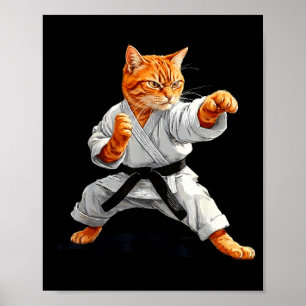 Poster Artes Marciais Caratê Taekwondo Gato Jiu Jitsu Jud