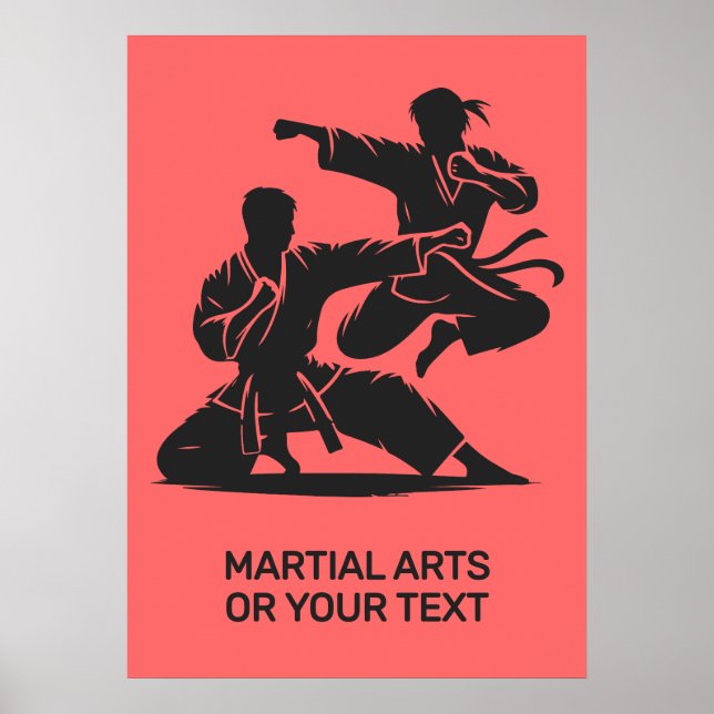 Poster Artes Marciais com Texto e Cor Personalizados (Frente)