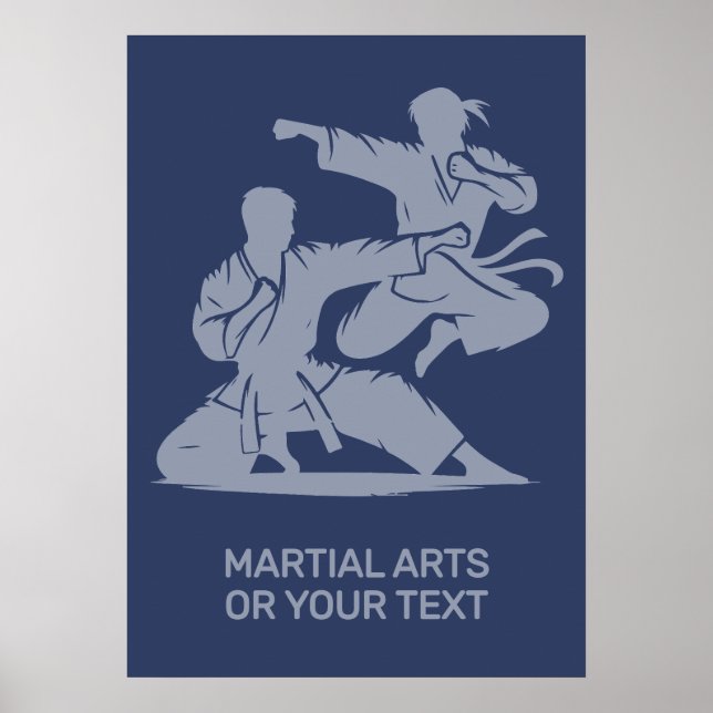 Poster Artes Marciais com Texto e Cor Personalizados (Frente)