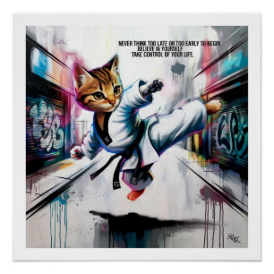 Pôster Artes Marciais Conhecem Estilo de Rua - Kitten Car