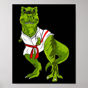 Poster Artes Marciais de Dinossauro Ninja Engraçado Judô 