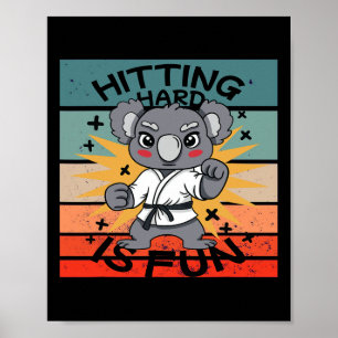 Poster Artes Marciais de Karatê de Koala Cartoon Energéti