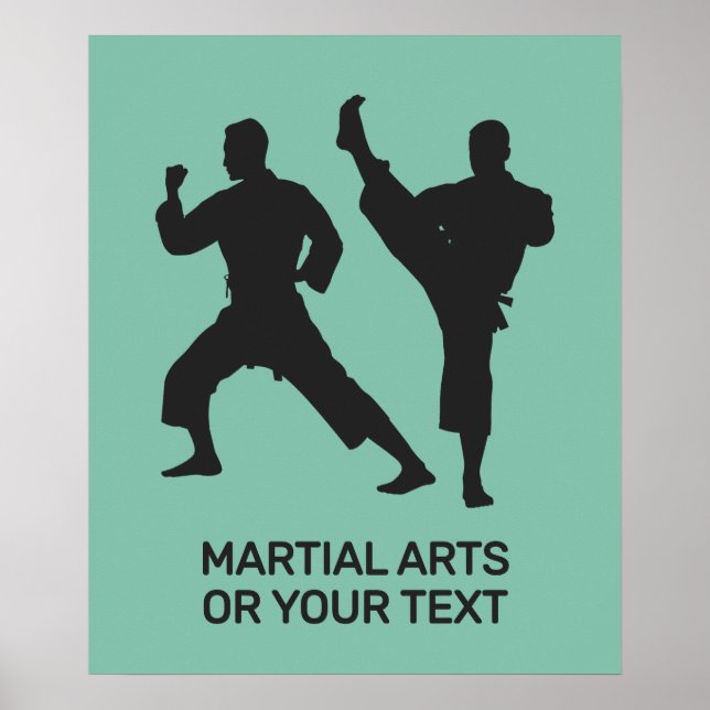 Poster Artes Marciais de Texto e Cor Personalizados (Frente)