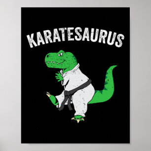 Poster Artes Marciais Dinossauro T Rex Karatê Engraçado D