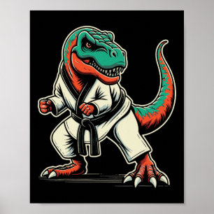 Poster Artes Marciais Karatê Taekwondo Dinossauro T-rex