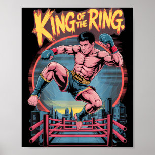 Poster Artes Marciais Muay Thai Kickboxing Rei do Ringue