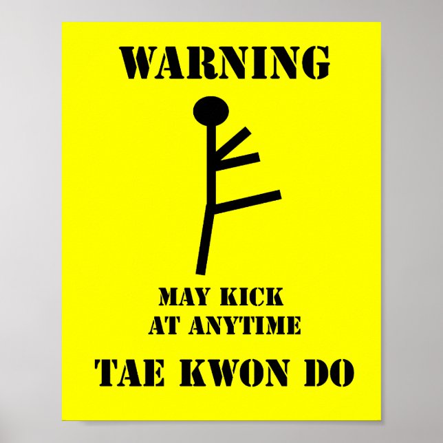 Poster Artes Marciais Taekwondo Aviso (Frente)