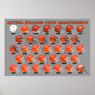 Poster Artesia Bulldogs Campeões Estaduais Capacete Poste