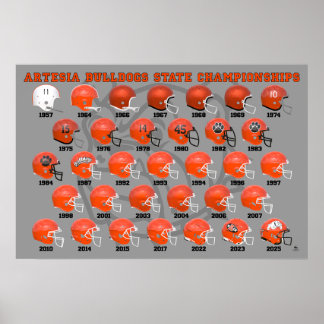 Poster Artesia Bulldogs Campeões Estaduais Capacete Poste
