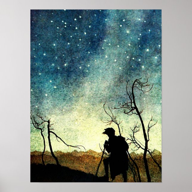 Poster Arthur Rackham Illustration NIght Silhouette (Frente)