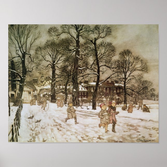 Pôster Arthur Rackham | Inverno nos jardins de Kensington (Frente)