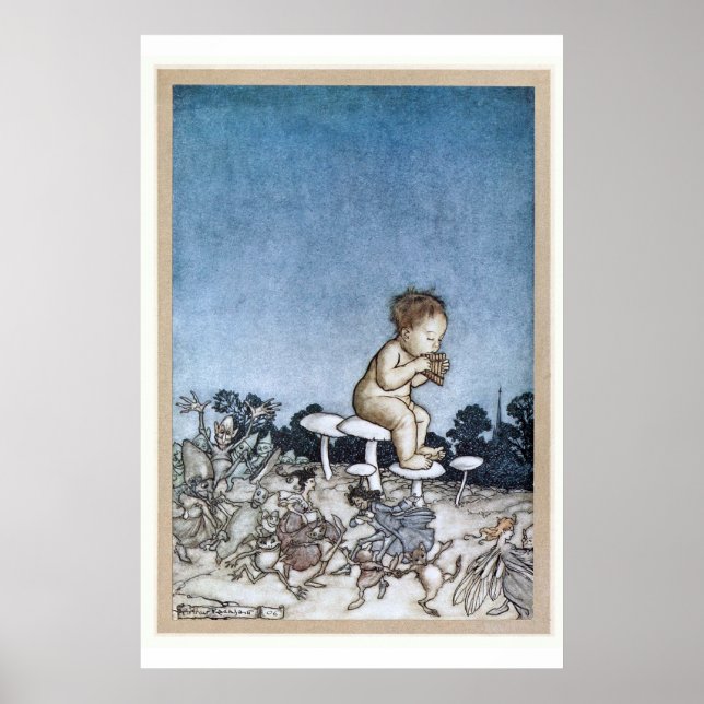 Pôster Arthur Rackham - Jardins Peter Pan Kensington 1906 (Frente)