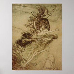 Pôster Arthur Rackham   o Rhinemaidens que amola Alberich