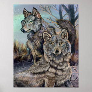 Poster Artic Wolves Wintery 