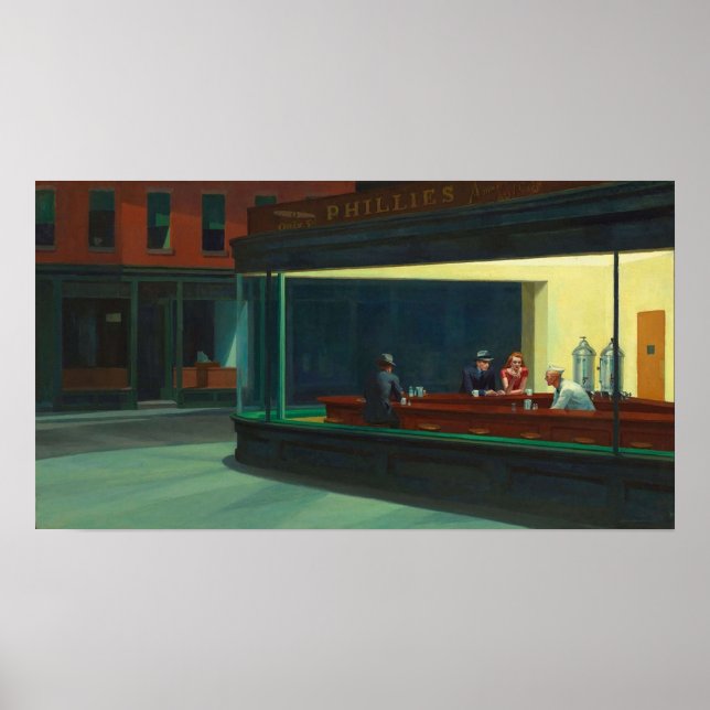 Poster ARTIGO AMERICANO Edward Hopper Nighthawks 1942 (Frente)