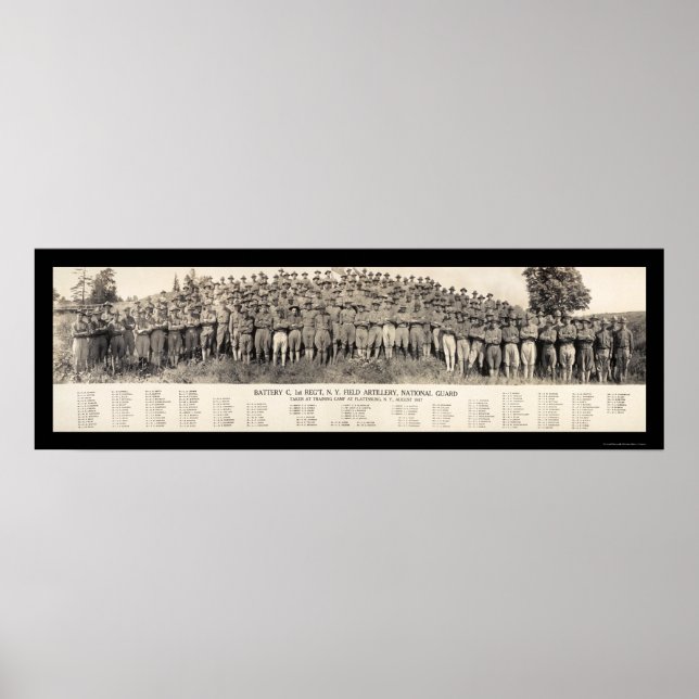 Poster Artilharia Plattsburgh NY Foto 1916 (Frente)