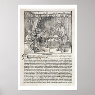 Pôster Artist using Durer's drawing machine to paint a fi