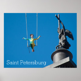 Pôster Artista aéreo olhando o anjo de bronze