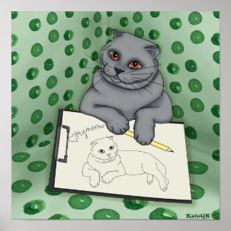 Poster Artista de gatos. Minha erva