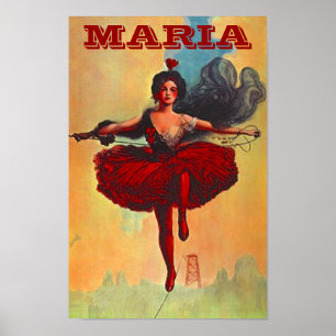POSTER ARTISTA DO CIRCO PRIMA DONNA HIGHWIRE DO VINTAGE