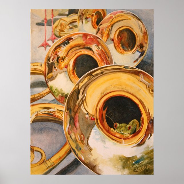 Pôster Artista francês Horns Musical Engraçado Sapo Escap (Frente)