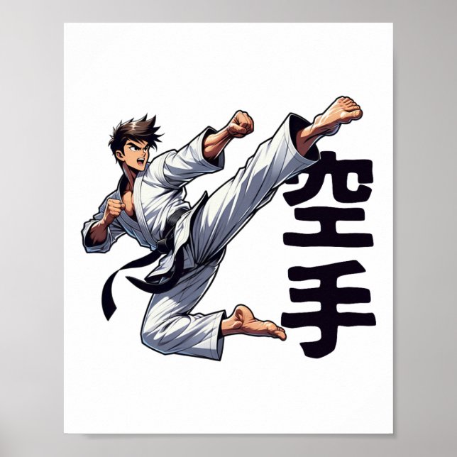 Poster Artista marcial Médio chutar Artes marciais Karate (Frente)