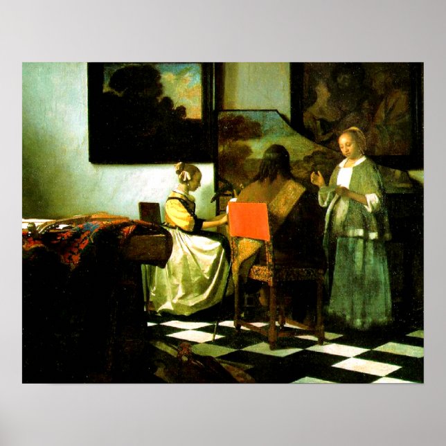 Pôster Artista Neerlandês Vermeer Pintando O concerto (Frente)