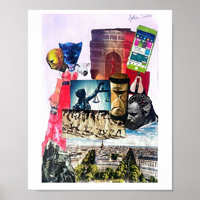 Poster Artista surdo, arte feita á mão, recortes. (Frente)